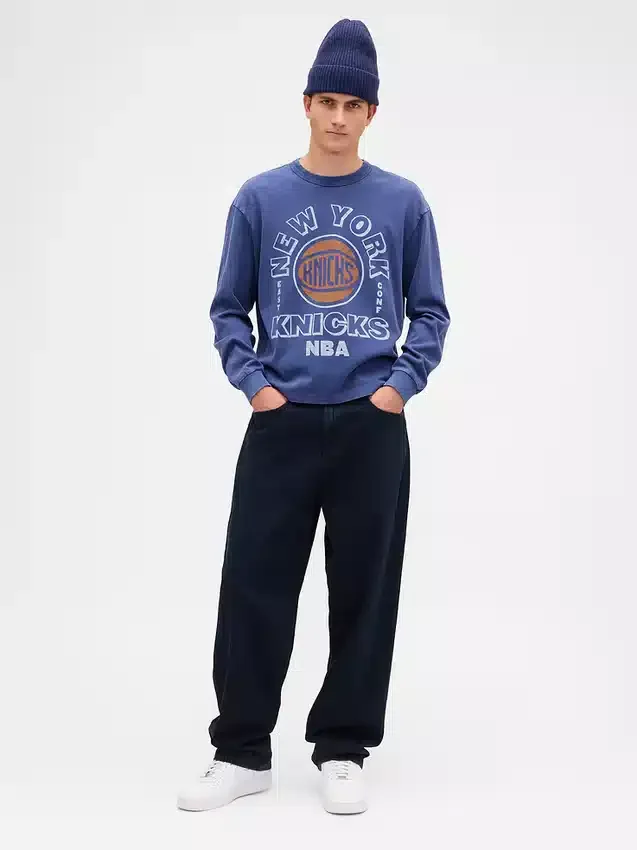 T-shirt court à motif NBA New York Knicks