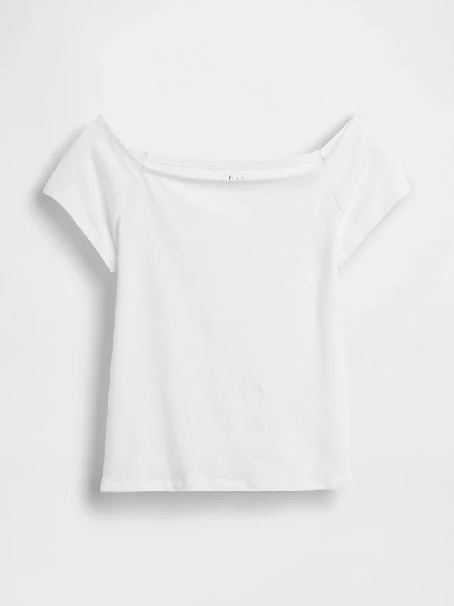 T-shirt court à épaules dénudées en jersey à mailles serrées