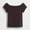 T-shirt court à épaules dénudées en jersey à mailles serrées