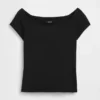 T-shirt court à épaules dénudées en jersey à mailles serrées