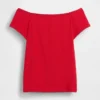 T-shirt court à épaules dénudées en jersey à mailles serrées