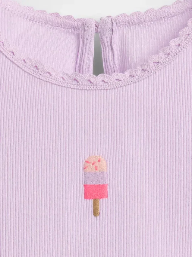 T-shirt à côtes brodé « Glace » pour Bébé & Enfant