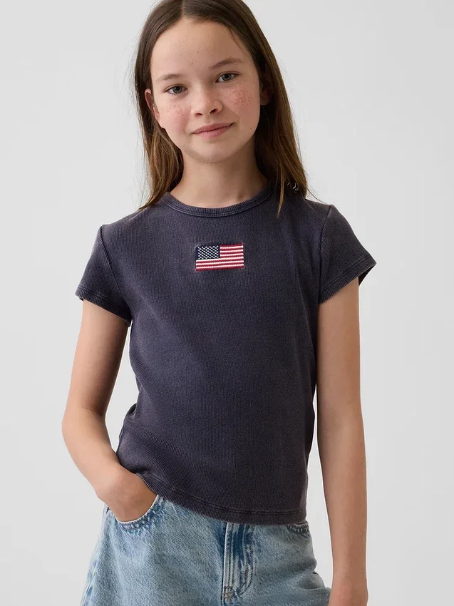T-shirt à côtes brodé pour enfant