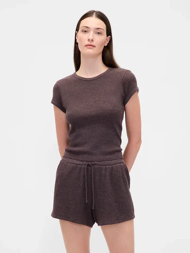 T-shirt de pyjama en maille gaufrée