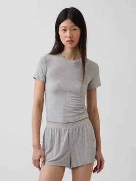 T-shirt de pyjama en modal côtelé ultra-doux