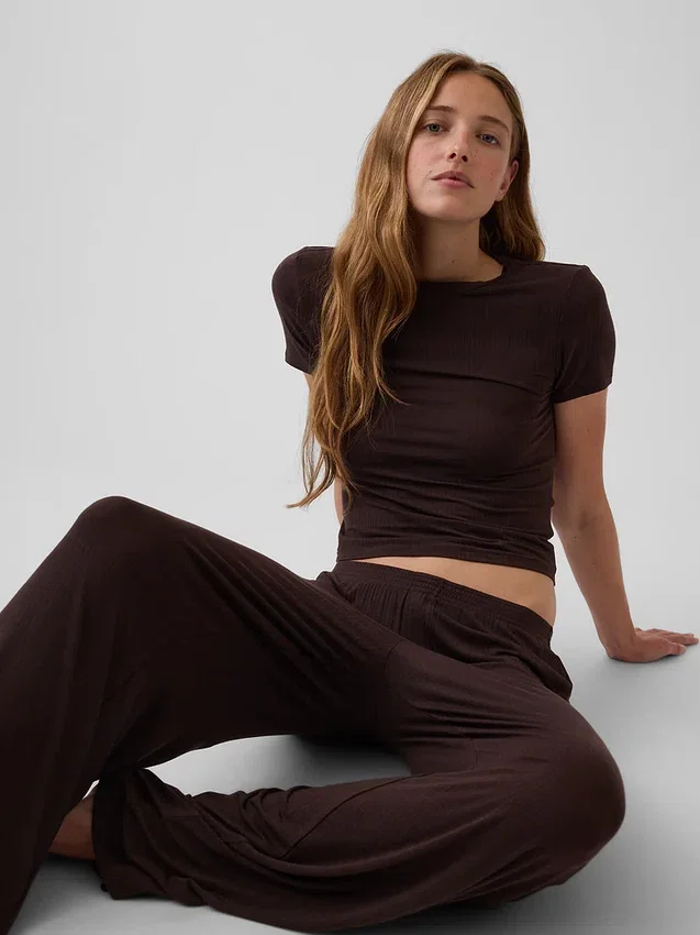 T-shirt de pyjama en modal côtelé ultra-doux