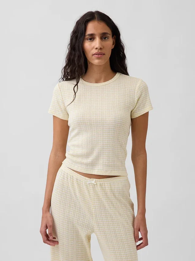 T-shirt de pyjama en pointelle