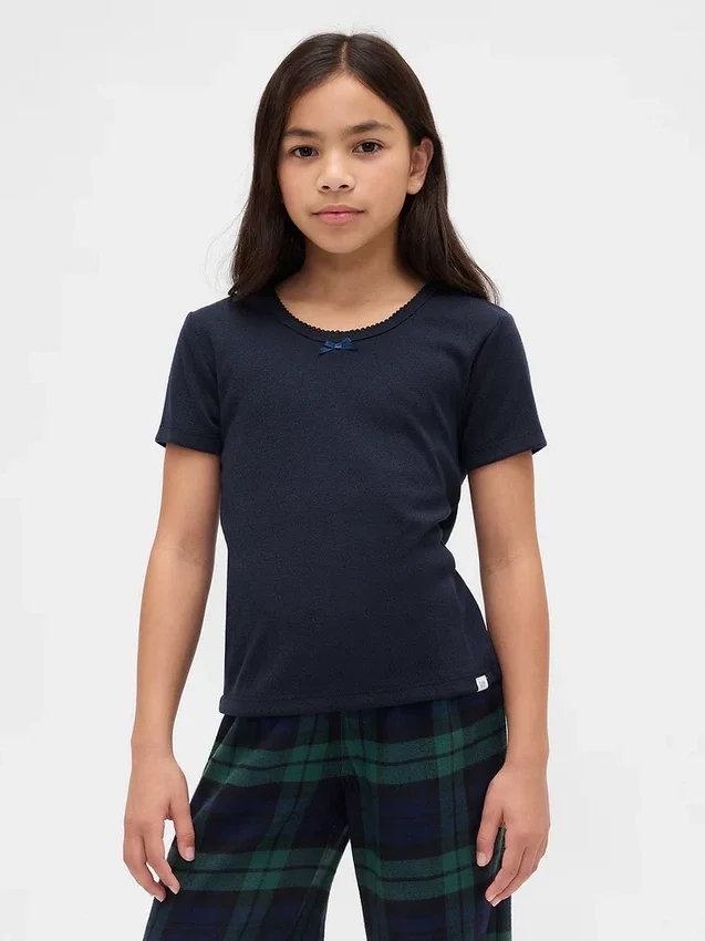T-shirt de pyjama en pointelle recyclée pour enfants