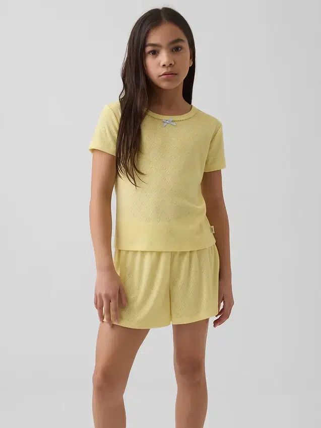 T-shirt de pyjama en pointelle recyclée pour enfants