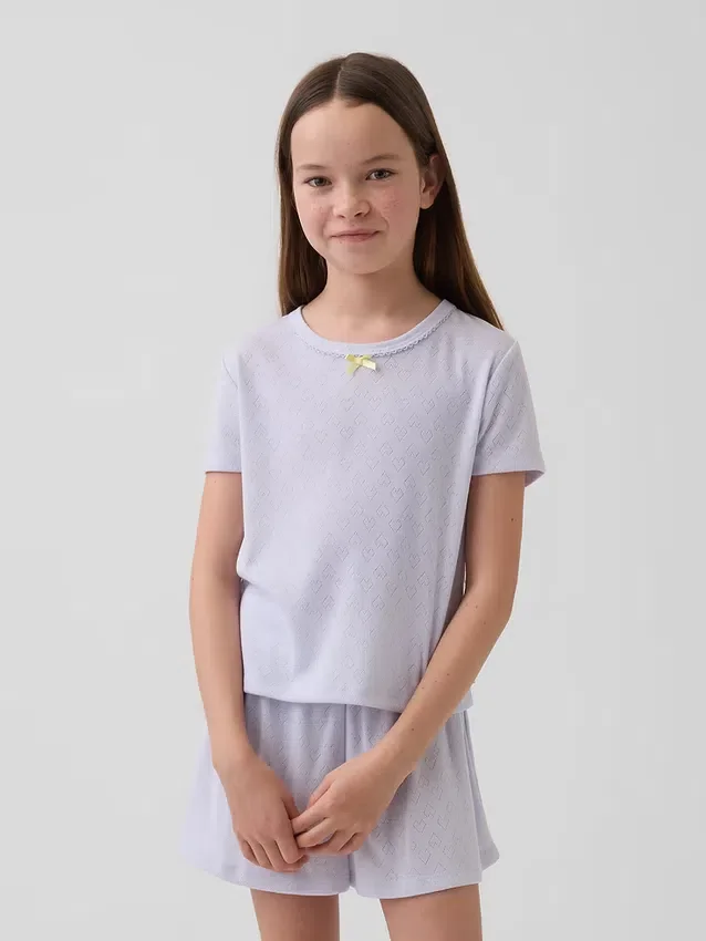 T-shirt de pyjama en pointelle recyclée pour enfants