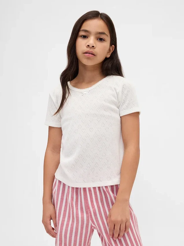 T-shirt de pyjama en pointelle recyclée pour enfants