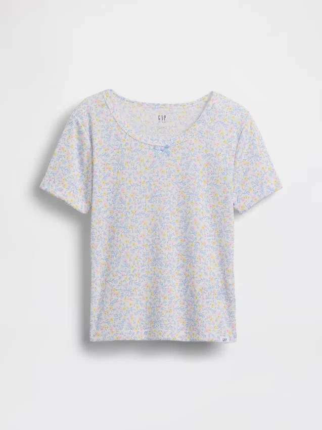T-shirt de pyjama en pointelle recyclée pour enfants