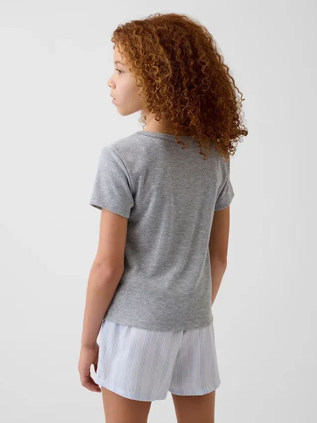 T-shirt de pyjama en pointelle recyclée pour enfants