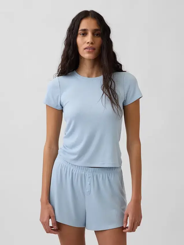 T-shirt de pyjama à fines côtes