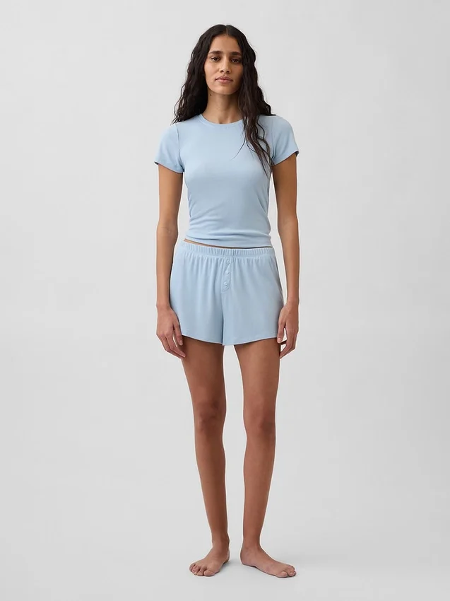 T-shirt de pyjama à fines côtes