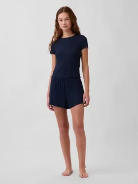 T-shirt de pyjama à fines côtes