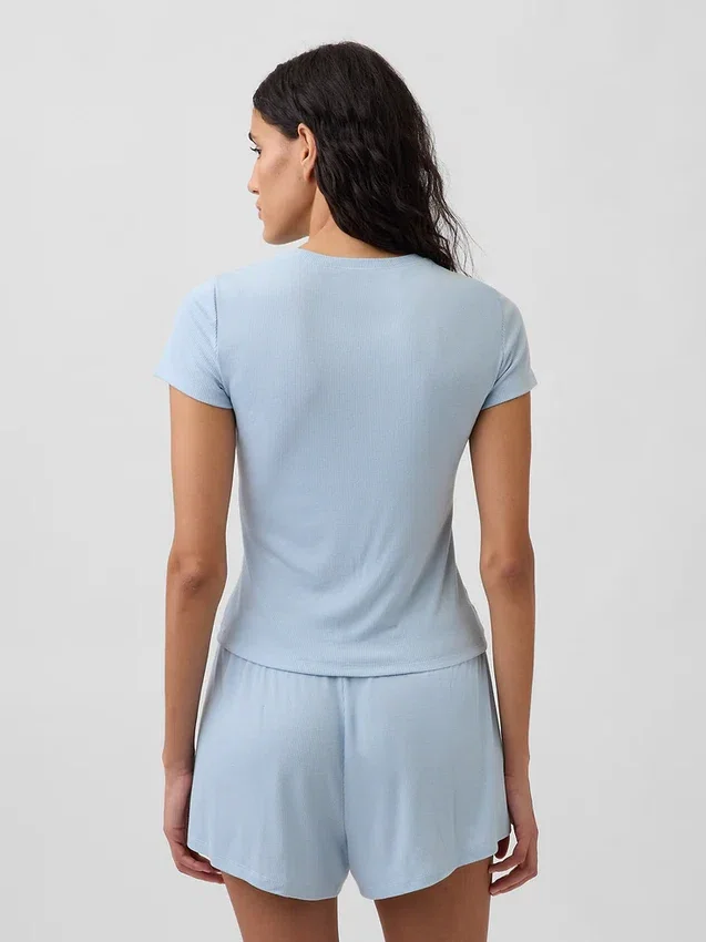 T-shirt de pyjama à fines côtes