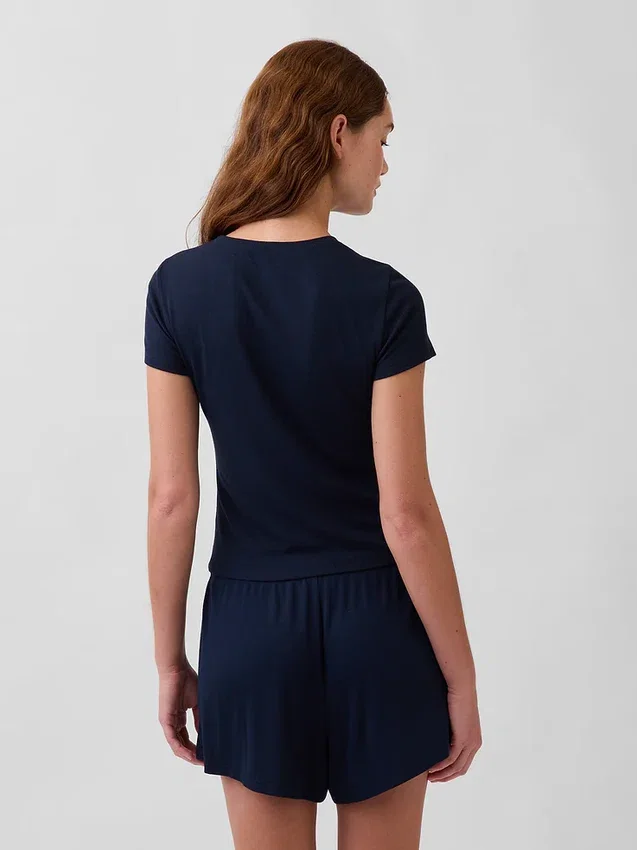 T-shirt de pyjama à fines côtes