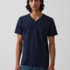 T-shirt en jersey de coton à col en V