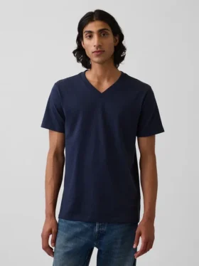 T-shirt en jersey de coton à col en V