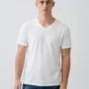 T-shirt en jersey de coton à col en V