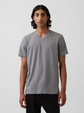 T-shirt en jersey de coton à col en V