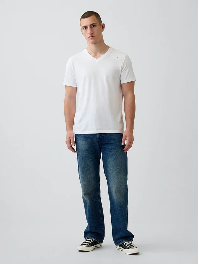 T-shirt en jersey de coton à col en V