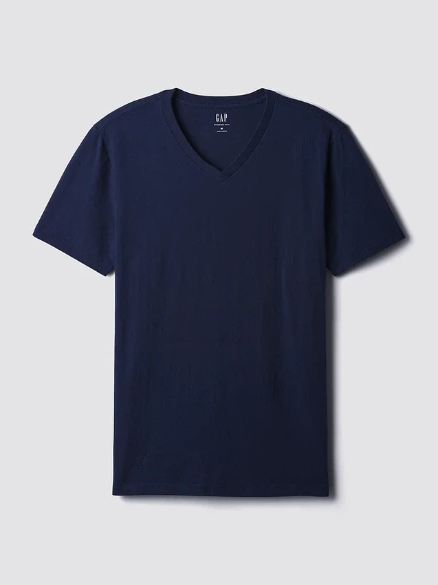 T-shirt en jersey de coton à col en V