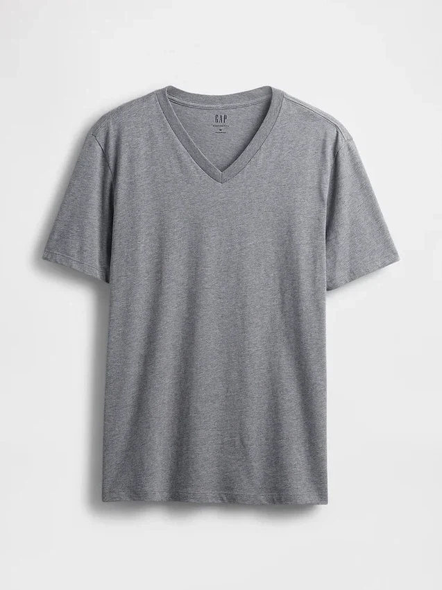 T-shirt en jersey de coton à col en V