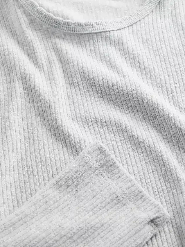 T-shirt en maille côtelée pointelle
