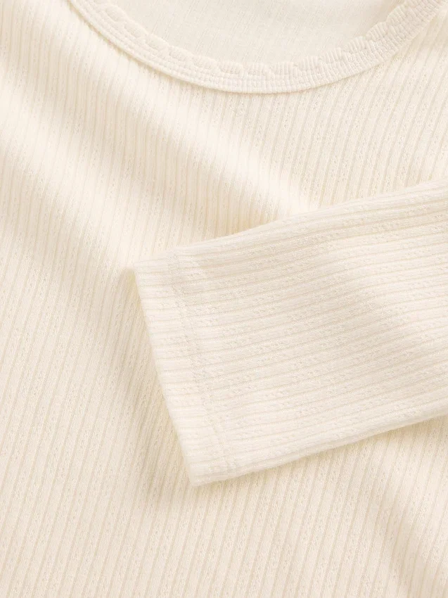 T-shirt en maille côtelée pointelle