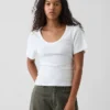 T-shirt à encolure dégagée et côtes