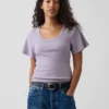 T-shirt à encolure dégagée et côtes
