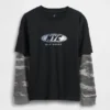 T-shirt enfant 2 en 1 à logo et motifs