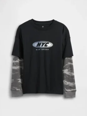 T-shirt enfant 2 en 1 à logo et motifs