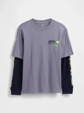 T-shirt enfant 2 en 1 à logo et motifs