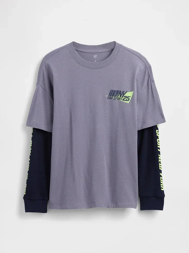 T-shirt enfant 2 en 1 à logo et motifs