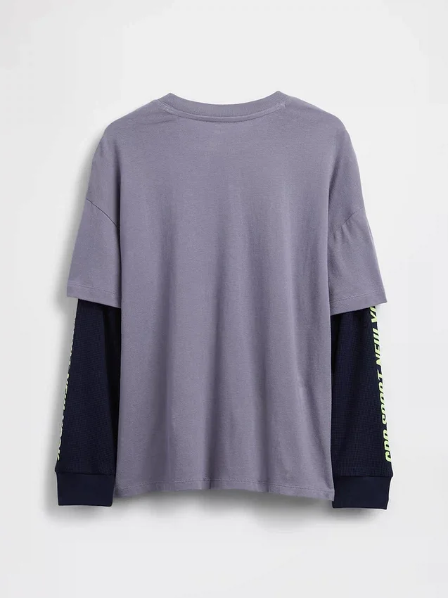 T-shirt enfant 2 en 1 à logo et motifs
