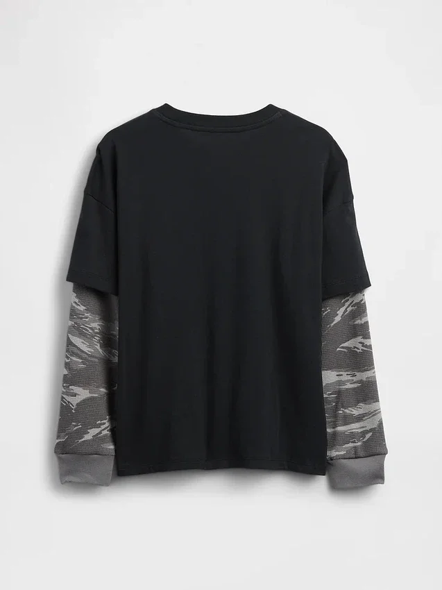 T-shirt enfant 2 en 1 à logo et motifs