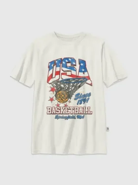 T-shirt enfant avec motif vintage de basket-ball