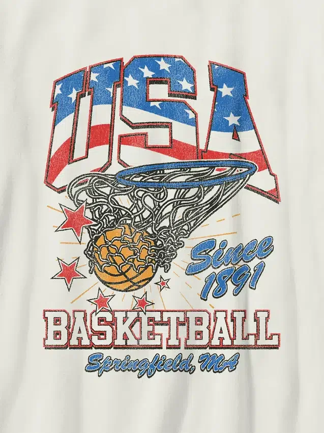 T-shirt enfant avec motif vintage de basket-ball