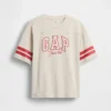 T-shirt enfant en jersey épais, coupe oversize, avec logo sur les coutures
