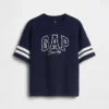 T-shirt enfant en jersey épais, coupe oversize, avec logo sur les coutures