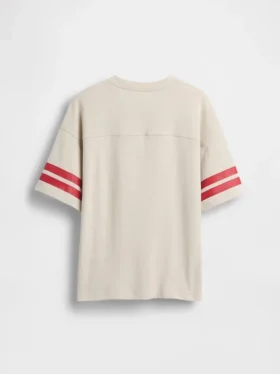T-shirt enfant en jersey épais, coupe oversize, avec logo sur les coutures