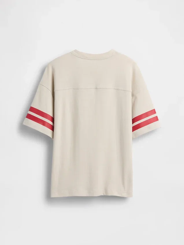 T-shirt enfant en jersey épais, coupe oversize, avec logo sur les coutures