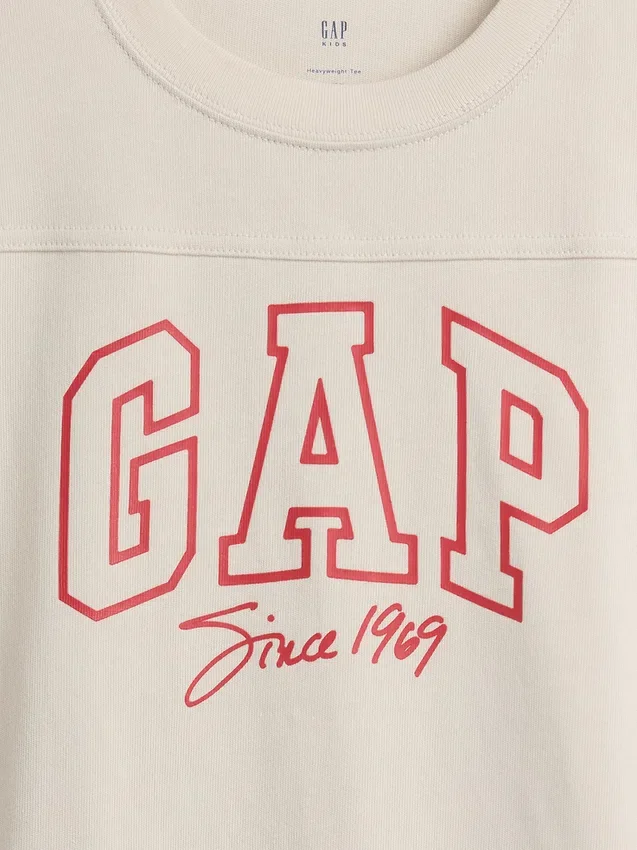 T-shirt enfant en jersey épais, coupe oversize, avec logo sur les coutures