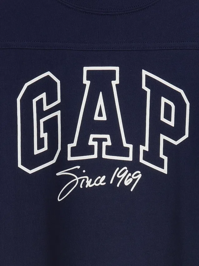 T-shirt enfant en jersey épais, coupe oversize, avec logo sur les coutures