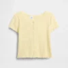 T-shirt enfant en maille pointelle côtelée à boutons sur le devant