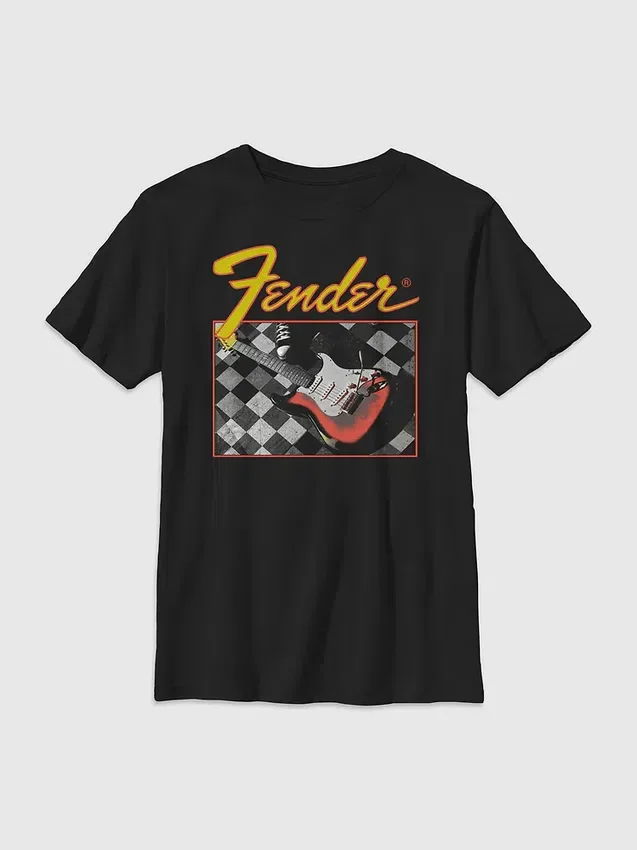 T-shirt enfant Fender à motif guitare en damier