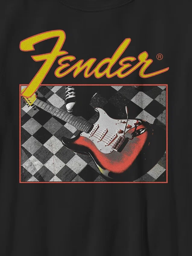 T-shirt enfant Fender à motif guitare en damier